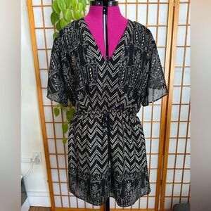 Free People Assuit Print Black/Gold Mini Dress